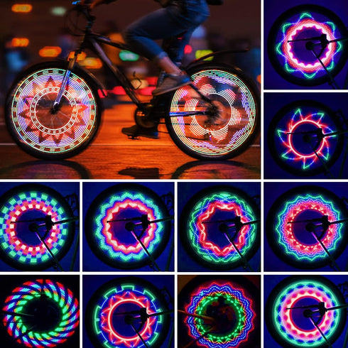 TGJOR Bike Wheel Lights, LED Waterproof Bicycle Spoke Tire Light with 32-LED and 32pcs Changes Patterns Bicycle Rim Lights for Mountain Bike/Road ...