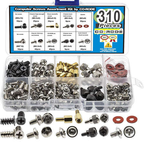 310pcs Motherboard Standoffs Screw, PC Computer Screws Kit Set for Mainboard, Hard Drive HDD, Case, Fan, Power Graphics,CD-ROM...