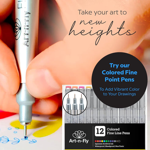 Art-n-Fly Ultra Fine Tip Micro Pen 003 - Black Ink Fineliner Pens | Waterproof, No Bleed & Quick-Dry Fine Point Pens with Japanese Archival Pigmen...