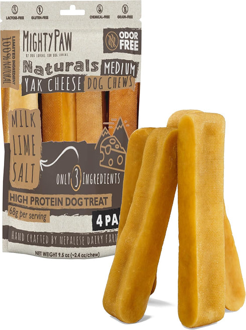 Mighty Paw Yak Cheese Chews for Dogs - All-Natural Long Lasting Pet Treats - Odorless Limited-Ingredient Chews for Puppies & Power-Chewers (Medium...