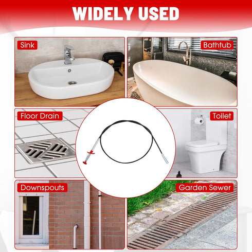 79 Inch Drain Snake Hair Drain Clog Remover Tool, Sink Drain Cleaner for Sewer Kitchen Bathroom Shower Tub Clogged Drains Opener Cleaning Tool-Fle...