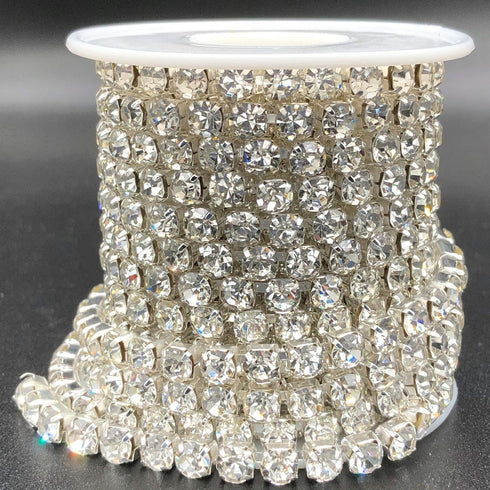 1 Roll 5 Yards Large Crystal Rhinestones Close Chain, 5mm Rhinestone Chain, SS24, Sew on Crystal Rhinstone Chain Trim, Crystal Claw Cup Chain Roll...