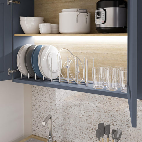 brightmaison BGT Stal Pots and Pans Organizer for Cabinet, Pot Lid & Plate Holder Adjustable Kitchen Organization Unit Stainless Steel 8 sectional...