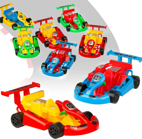 PROLOSO Pull Back Go Kart Friction Powered Racing Cars Kids Birthday Party Favors Goodie Bag Fillers Class Prizes Little Wind Up Vehicle Toys in B...