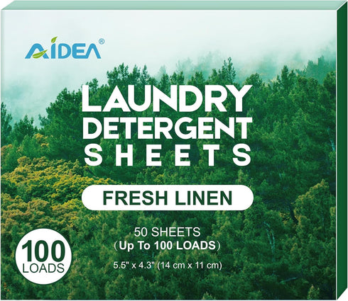AIDEA Laundry Detergent Sheets, Fresh Scent-(100 Loads) 50 Sheets, Laundry Sheets Detergent, No Plastic Jug, Lightweight & Easy To Use For Travel,...