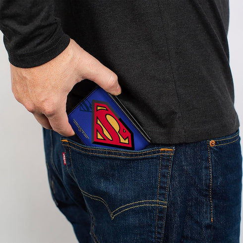 Buckle-Down Men's Superman Centered/Shield Stripe Blues, Multicolor, 4.0" x 3.5"...