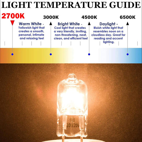 G8 Halogen Light Bulbs 2 pin - G8 Base 20 Watt Light Bulb 120V Dimmable Warm White 2700K - T4 JCD Type Under Cabinet Lighting Bi-Pin Puck Light Bu...