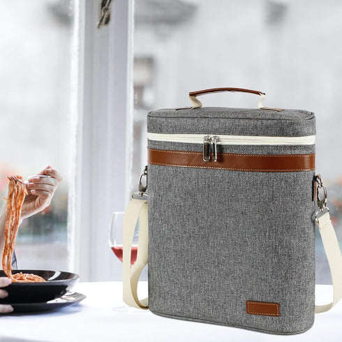 3 Bottle Insulated Wine Tote Carrier Bag, Portable Travel Padded Wine Cooler - Corkscrew Opener, Handle and Adjustable Shoulder Strap, Wine Lover ...