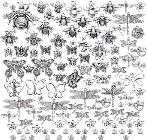 100g(30-80pcs) Mixed Insect Charms Bee Butterfly Dragonfly Charms Pendants Craft Supplies for Earrings Necklace Bracelet Jewellery DIY,5-50mm...