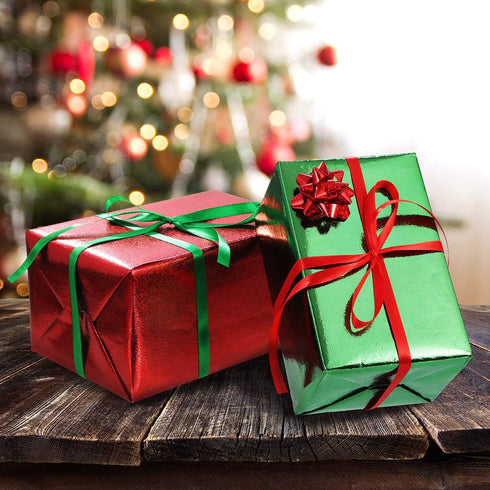 Tatuo 100 Yards Christmas Ribbon for Gift Wrapping Satin Ribbons Double Face Polyester Holiday suppply for Sewing Bow Wreath DIY Craft Ornament(10...