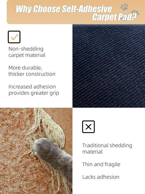 Large 78.7"x15.8" Cat Scratching Mat - Trimmable Self-Adhesive Carpet for Replacement Pads, Covering Posts, and Furniture Protection (Dark Blue, 1...