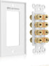Cable Matters Speaker Wire Wall Plate (Speaker Wall Plate, Banana Plug Wall Plate) for 4 Speakers in White...