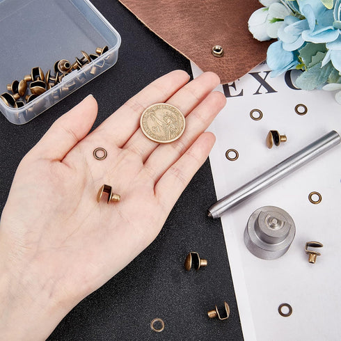 PH PandaHall 20 sets Boot Hooks Brass Shoes Eyelets Buckles Boot Lace Hooks Press Stud Tools with Rivets Shoe Repair Kit for Climb Hiking Shoes Wo...