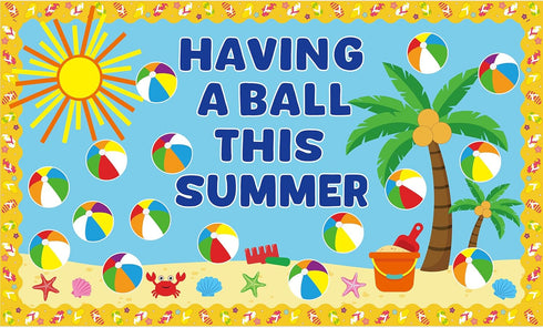 Summer Beach Ball Bulletin Board Decoration Set Summer Theme Bulletin Board Borders Summer Beach Ball Paper Cutouts Beach Ball Bulletin Boarder fo...