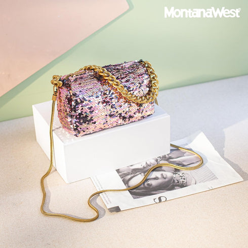 Montana West Sequin Bag Bling Sparkly Purse Evening Party Rhinestone Bag Clutch Handbag Crossbody Purse for Women...