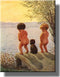 Boys By the Lake Distance Record Toilet Bathroom Picture Made on Stretched Canvas, Wall Art Decor Ready to Hang....