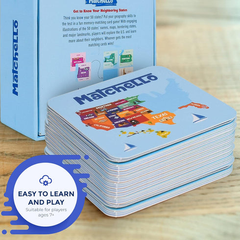 Memory Matching Game - Learn Geography for Kids – 50 States Matching Game – Educational and Fun State Cards for Kids and Grownups – Colorful Cards...