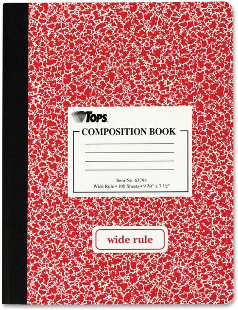 TOPS Composition Book, Wide/Legal Rule, Randomly Assorted Marble Cover, (100) 9.75 x 7.5 Sheets...