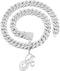 Gold Silver Plated Initial Cuban Link Chain Necklace for Women Cursive Letter Gold Miami cuban link chain Iced out chain with pendant for women (S...