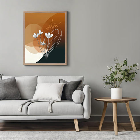 Posterizer 1 pcs-minimalist floral line drawing-beige chic poster 2-Floral & Botanical Art-Abstract & Modern Art-Decor for Home & Office- unframed...