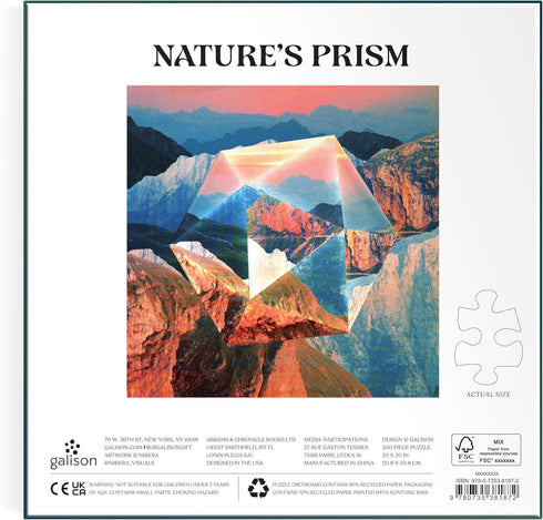 Galison Nature's Prism – 500 Piece Puzzle Featuring Prisms Superimposed Over Vibrant Canyon Filled Landscapes...