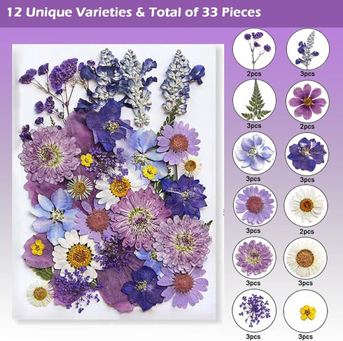 Dried Pressed Flowers for Resin, Real Pressed Flowers Dry Leaves Bulk Natural Herbs Kit for Scrapbooking DIY Art Crafts, Nails Décor, Epoxy Resin ...