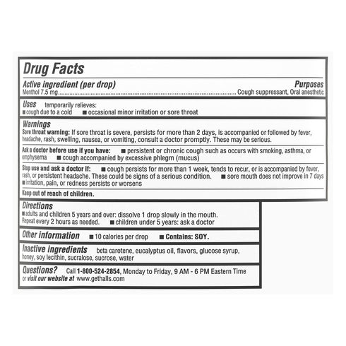HALLS Relief Honey Lemon Cough Drops, 14 Drops...