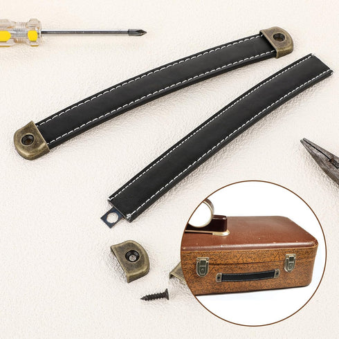 2 Pcs Leather Handles for Drawers Leather Handle Suitcase Luggage Pulls Trunk Handles Cabinet Handles Leather Strap Handles with Mounting Screws M...