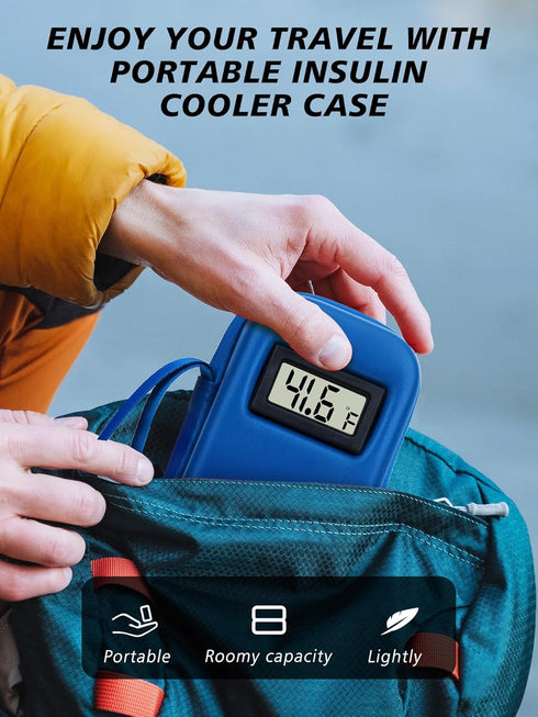 YOUSHARES Insulin Cooler Travel Case with Temperature Display - Refrigerated Medicine Travel Case with 2 TSA Approved Ice Pack, Insulin Travel Cas...