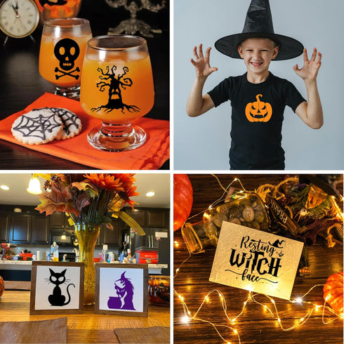 50 PCS Small Halloween Stencils Reusable, 3x3 Inch Halloween Stencils for Painting on Wood DIY Crafts Ornaments Wood Halloween Decoration (50pcs 3...