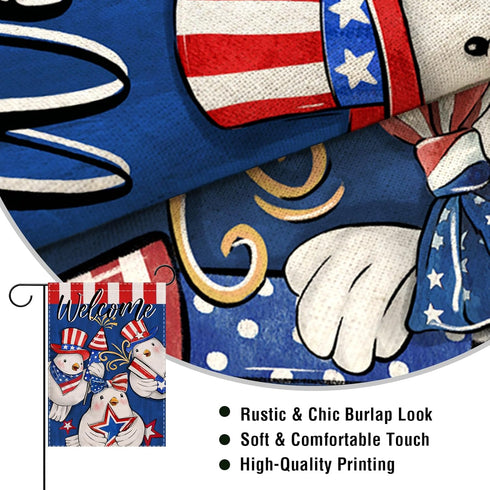 Welcome 4th of July Dove Peace Bird Patriotic Small Decorative Garden Flag, America USA Stars Stripes Blue Yard Lawn Outside Decor, American Firew...