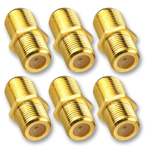 TCPENG® Coaxial Cable Connector, RG6 Coax Cable Extender F-Type Gold Plated Adapter Female to Female for TV Cables, 6 Pack...