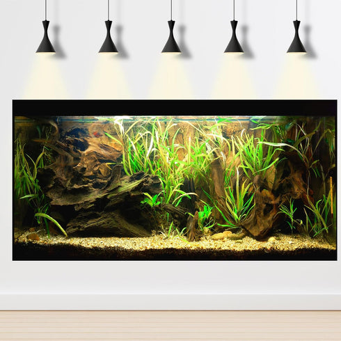 Natural Tropical Biotope Aquarium Background Aquatic Plants Stone Bed Fish Tank Background Undersea Tropical Aquatic Wood Branches Terrarium Backg...