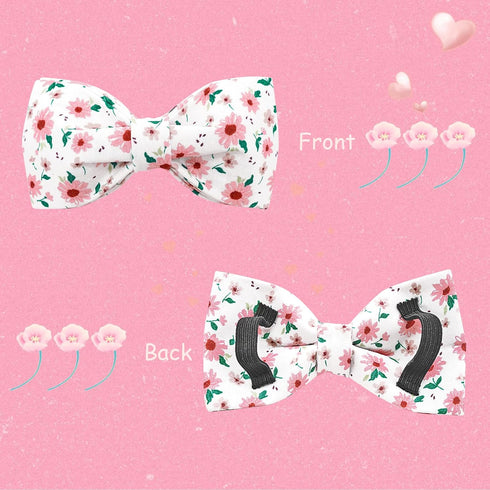 Dog Collar - Floral Dog Collar Bows for Dogs Bowtie Adjustable Dog Collar Girl Pet Gift Spring Dog Collar for Medium Small Large Dogs...