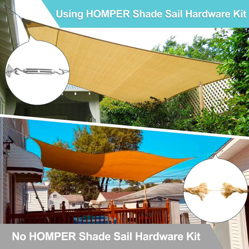 HOMPER Awning Attachment Set, Heavy Duty Sun Shade Sail Stainless Steel Hardware Kit for Garden Triangle and Square, Rectangle, Sun Shade Sail Fix...