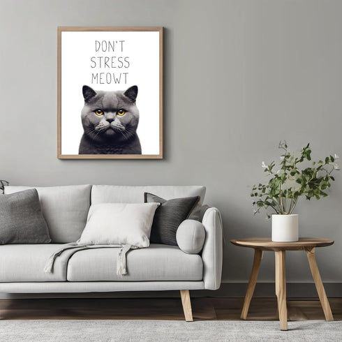 Posterizer 1 pcs-Don’t Stress Meowt-Funny Art for cat lovers-Comedy Art-Art for Animal Lovers-Decor for Home & Office- UNFRAMED Wall Art...
