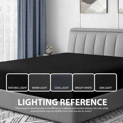 Cathay Home Luxury Wrinkle And Fade Resistant Double Brushed Ultra Soft Microfiber 14-inch Standard Pocket Single Fitted Sheet, Black, Full...