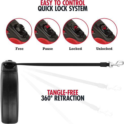 Tuff Pupper Heavy Duty Retractable Dog Leash | 13 ft Dog Leash with Reflective Stitching for Nighttime Safety | One Button Lock and Release | Comf...