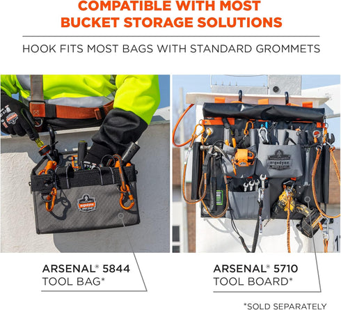 Ergodyne Squids 3179 Aerial Bucket Hook, Fits 2" Lip, Attach Tool Bags or Aprons to Buckets...