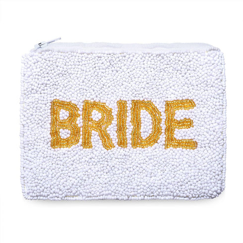 Bride Coin Purse, Beaded BRIDE Purse Pouch, Handmade Change Purse Wallet with Zipper, Wedding Bridal Gifts, Engagement Bridal Shower Gifts...