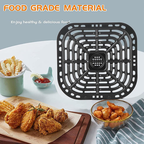 Air Fryer Grill Plate Fryer Replacement Grill Pan, Sturdy 304 Stainless Steel Grill Pan Tray Replacement Parts with Rubber Feet, Nonstick Grill Bo...