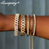 Gold Bracelets for Women, 14K Gold Plated Bracelets Sets for Women, 13mm/14mm Cuban Chain Bracelet Layered Link Chain Bracelets Pack Jewelry Full ...