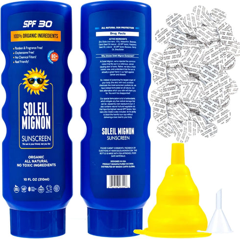 Leakproof Hidden Flask - 2 Secret Sunscreen Flasks For Liquor - Large 10oz Empty Alcohol Containers & 100 Foam Seals & Collapsible Funnel | Hard P...