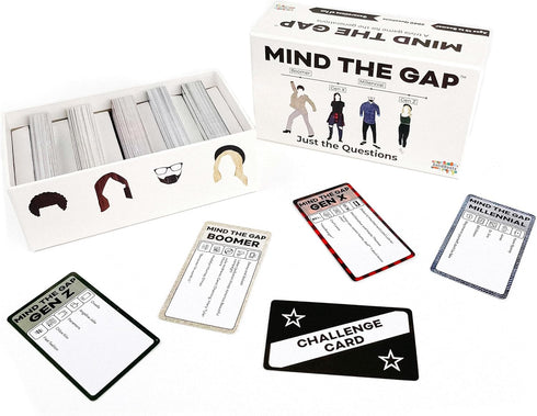 Mind The Gap Just The Questions, Expansion Pack with 1000 New Questions for All Generations + 50 New Challenge Cards...