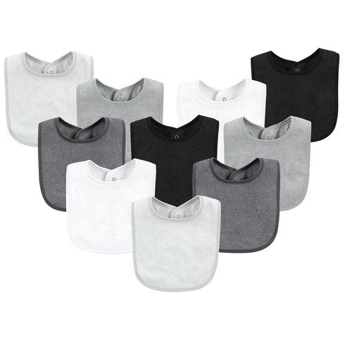 Hudson Baby Unisex Baby Rayon from Bamboo Bib with Waterproof Lining 10pk, Gray White, One Size...