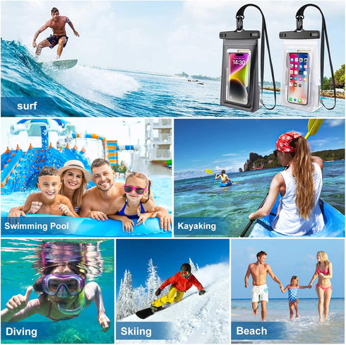 Waterproof Phone Pouch and Bag, 2024 Cruise Ship Essentials, Boat Kayak Accessories 2 Pack 9" Water Proof Case Floating for iPhone 15 14 13 12 11 ...