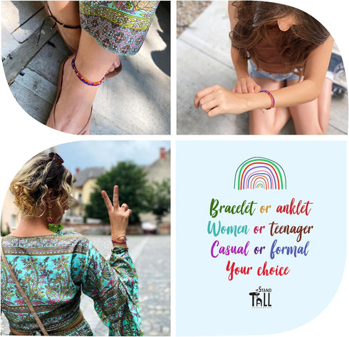 Beaded Bracelet, Friendship Bracelet, Waterproof Strings, can also be worn as an Anklet, Aesthetic Jewelry for Women and Teenagers, Trendy Gifts...
