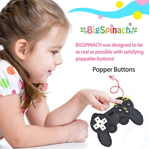 Baby Game Controller Teether Toy Silicone Teething Toy for Gamer Parents and Future Gamer Kids Cool Gaming Stuff (Blue+Black)...