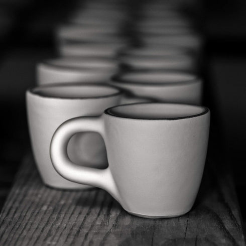 City to Cottage Ceramic Espresso Cups of 4, Small Expresso Shots, Demitasse, Perfect for Espresso Machine, Handcrafted Navy Blue Stripe Coastal Cu...