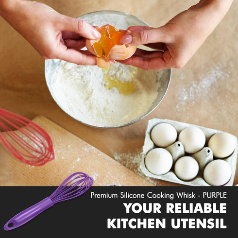 Chef Craft Premium Silicone Wire Cooking Whisk, 10.5 Inch, Purple...